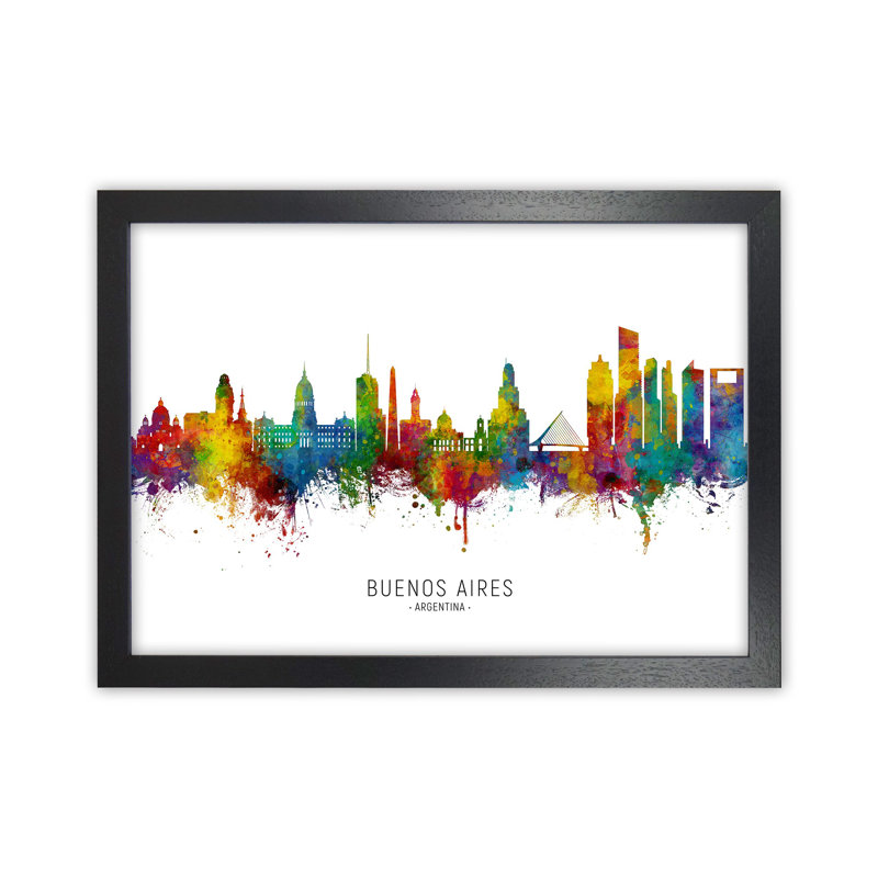 Buenos Aires Argentina Skyline by Michael Tompsett - Print, Black Framed, 64cm H x 88cm W x 3cm D