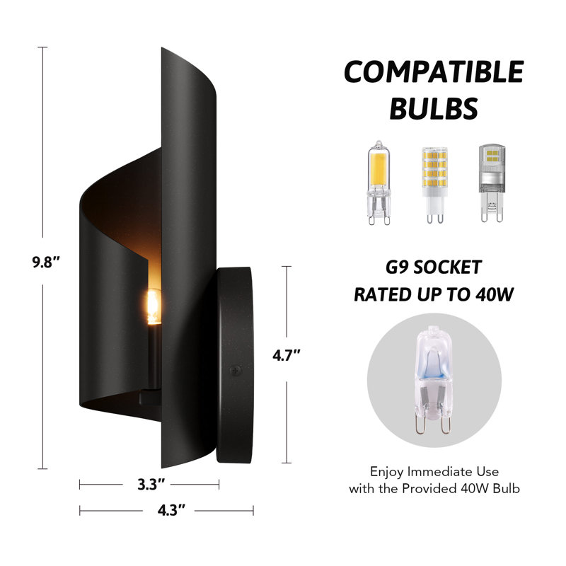 Iron Modern Wall Sconce with Novelty Shade and Metal Frame, Oil Rubbed Bronze