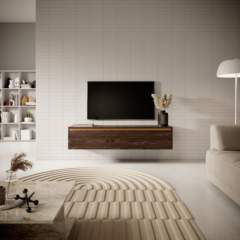 Ashauna Unfinished Floating TV Stand for TVs up to 70", Walnut/Gold, 30cm H x 140cm L x 31.6cm W