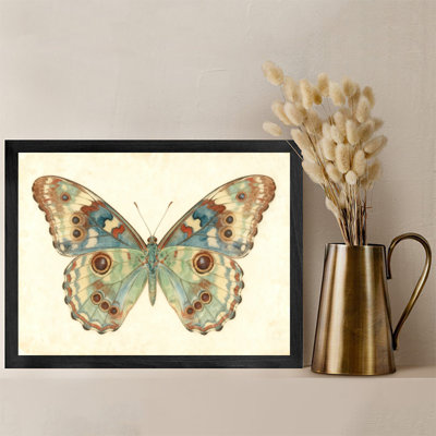 Black Framed Vintage Enchanting butterflies Wall Art Retro Style Framed Prints