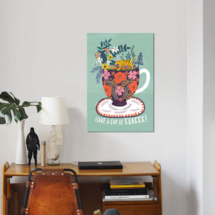Thé - reproduction d'art graphique sur toile, H 18 po x l 12 po x P 1,5 po, Toile tendue, Pas de tapis