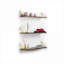 Tablettes flottantes murales, support triple en métal rustique | Noyer brun | Jaune moutarde