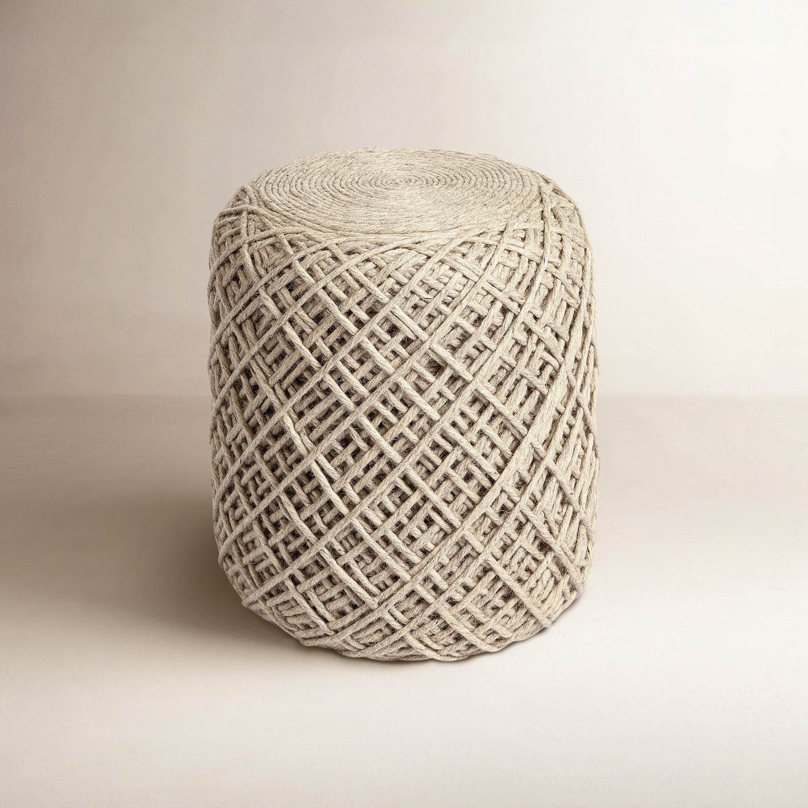 Rudolph 16" Pouffe, Cream