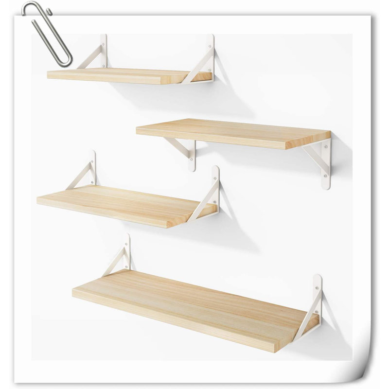 Halima 3 Piece Wood Bracket Shelf, Natural