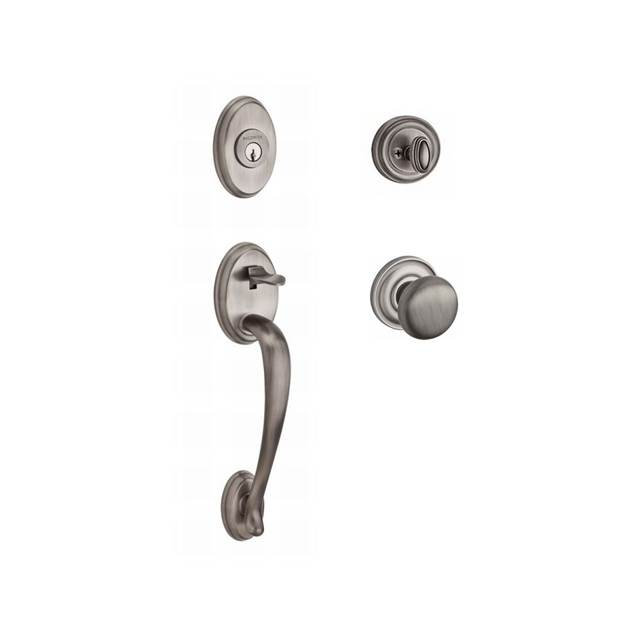 Columbus Handleset with Single Cylinder Deadbolt and Door Knob and Rosette, Yes, Polished Brass, Keyed Different