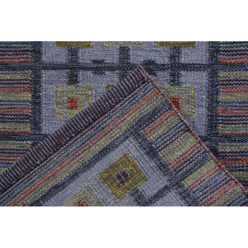 Scandinavian Hand Knotted Wool Geometric Area Rug, Rectangle 10' x 14'