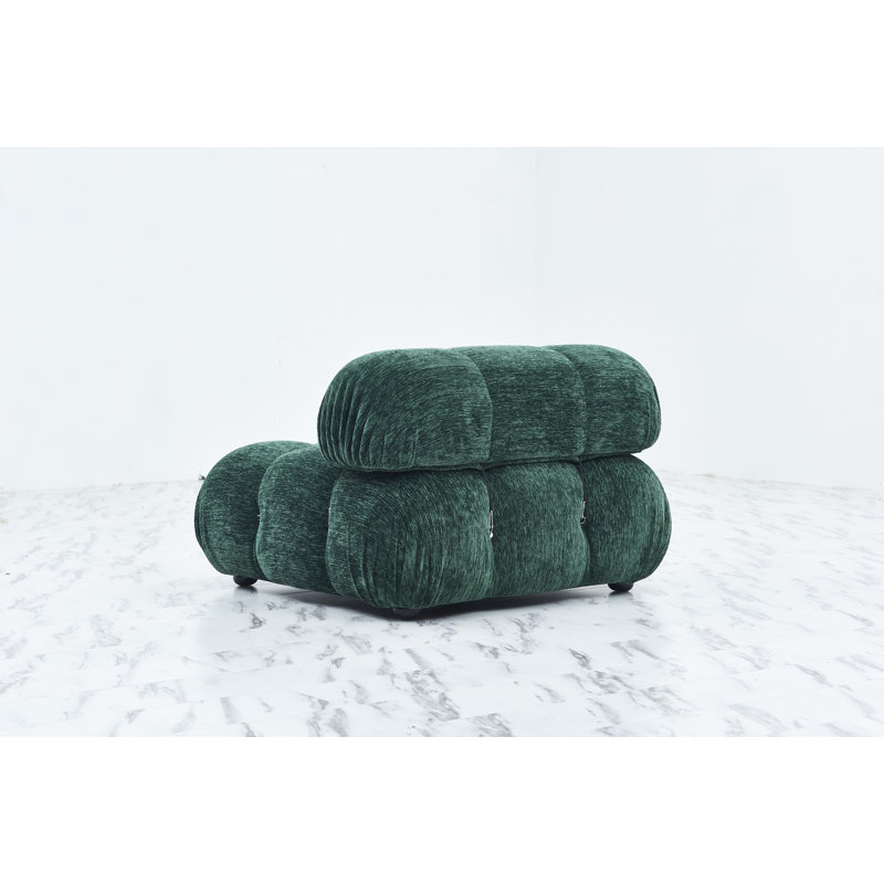 Green Geometric Metal Frame Upholstered Slipper Chair