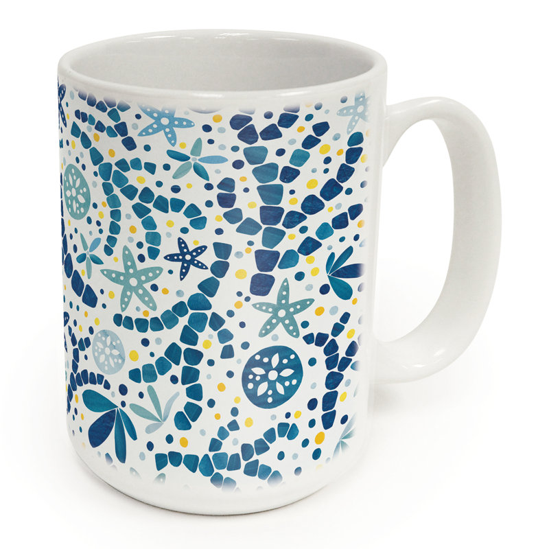 Coral Shell Toss 15 oz. Decorative Ceramic Mug