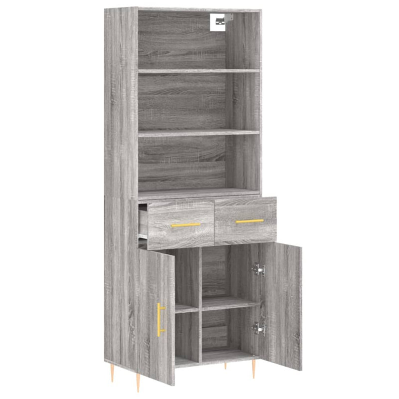 180cm H x 70cm W Standard Bookcase, Grey/Sonoma