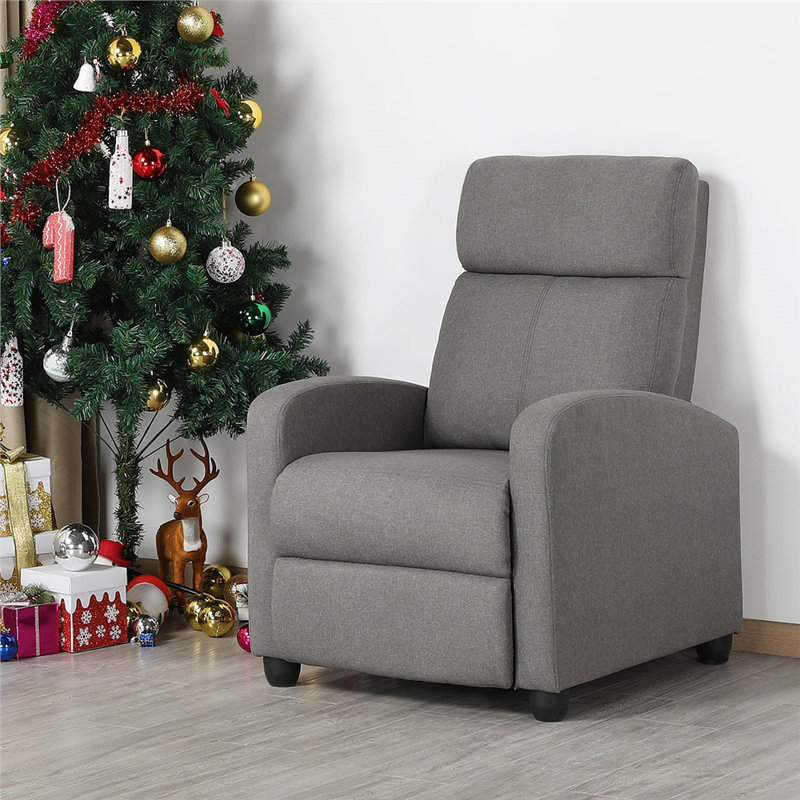 color Manual Glider Recliner with 3 Relaxation Modes, Grey