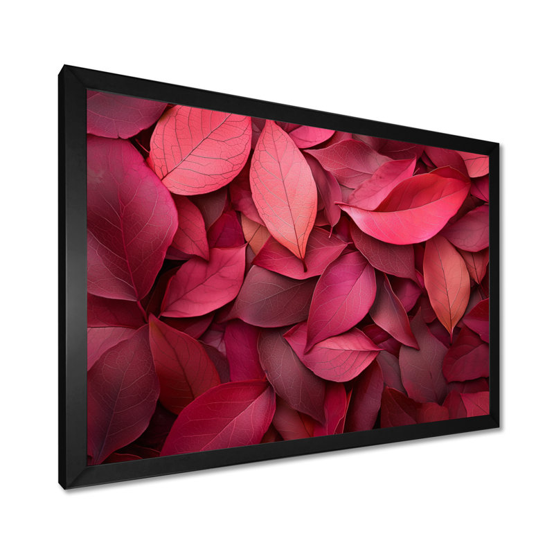«Ifzal Crimson Leaves Dancing Rose II» - art mural pour salon, H 30 po x l 40 po, Reproduction encadrée d'une seule photo