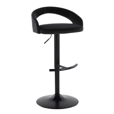 Adjustable Barstool In  Metal And  Velvet With Rounded T Footrest - Set Of 2