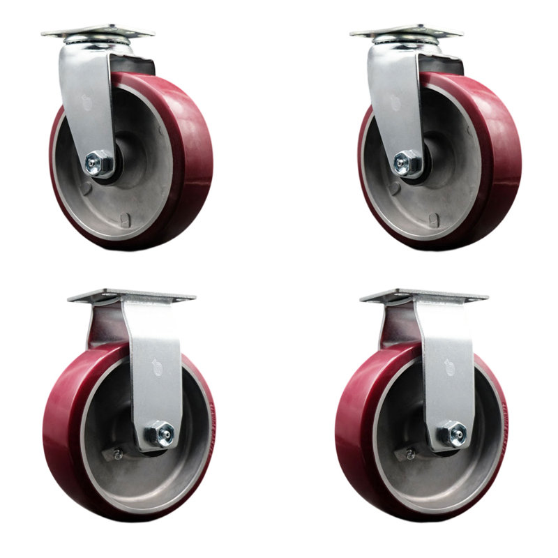Ensemble de roulettes 4 pièces en poly avec aluminium