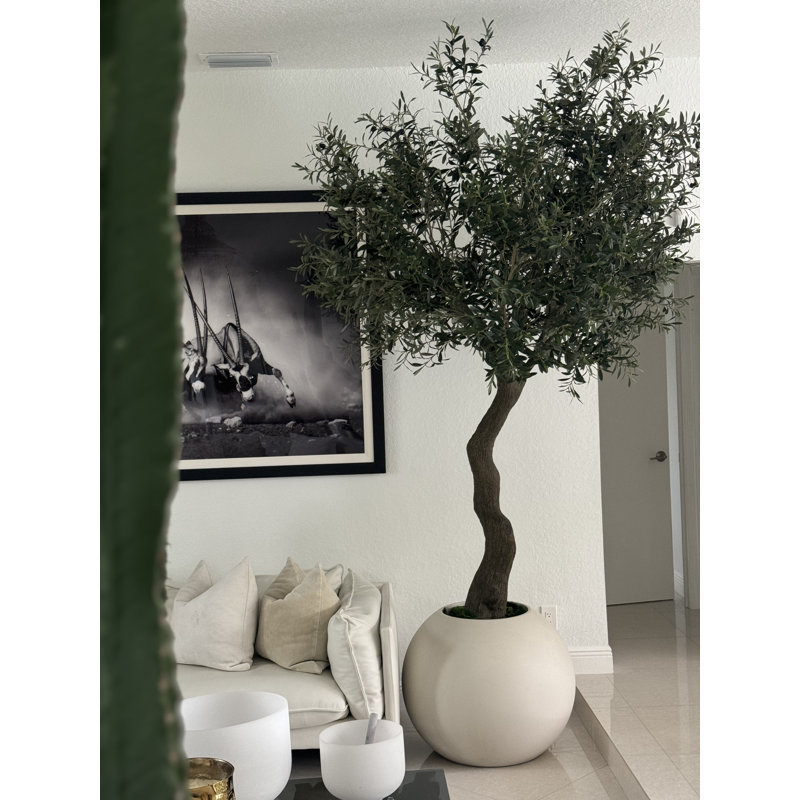 Artificial Olive Tree 30? Globe Planter, Beige