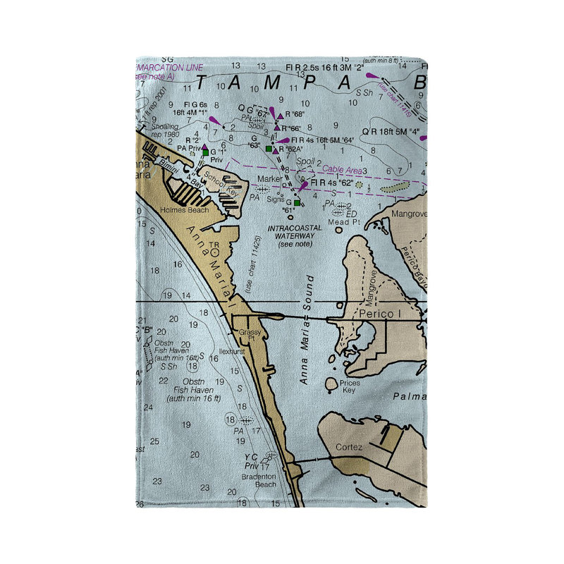 Serviette de thé à placage nautique anne maria island, fl