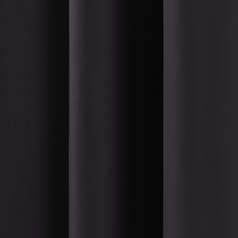 Schaeffer Solid Blackout Thermal Grommet Curtain Panels, Black, 52" W x 72" L