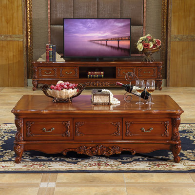 European Retro Carved Coffee Table