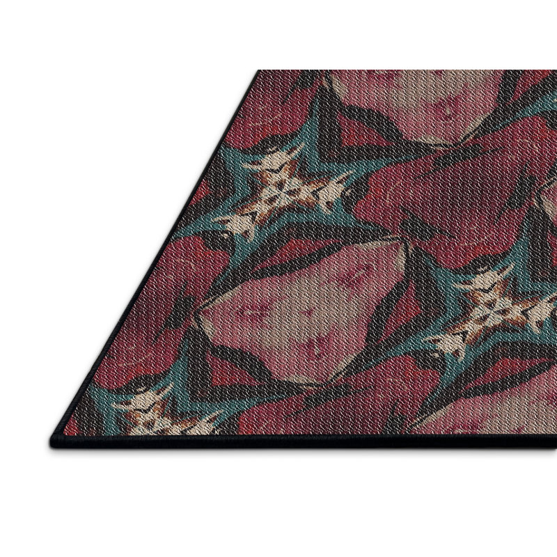 Tapis rose / vert Power Loom, Rectangle 5 pi x 7 pi