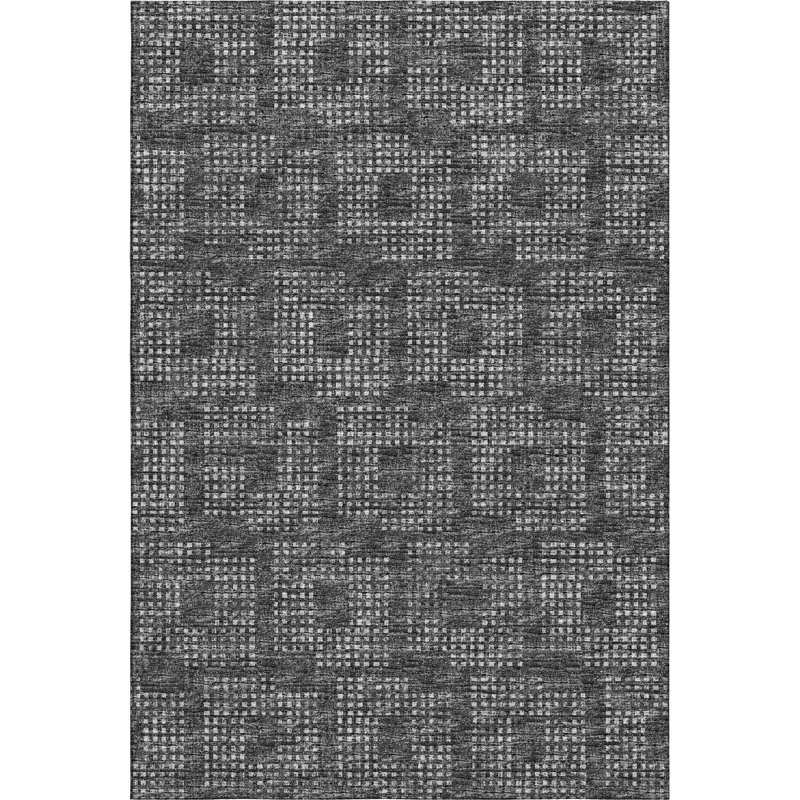 Premium Machine Washable Mayfield AMF33 Geometric Rug, 2'6" x 3'10", Black