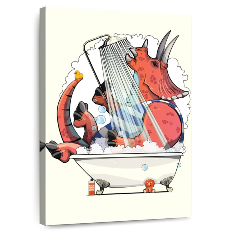 Dinosaure tricératops dans la salle de bain, H 24 po x l 16 po