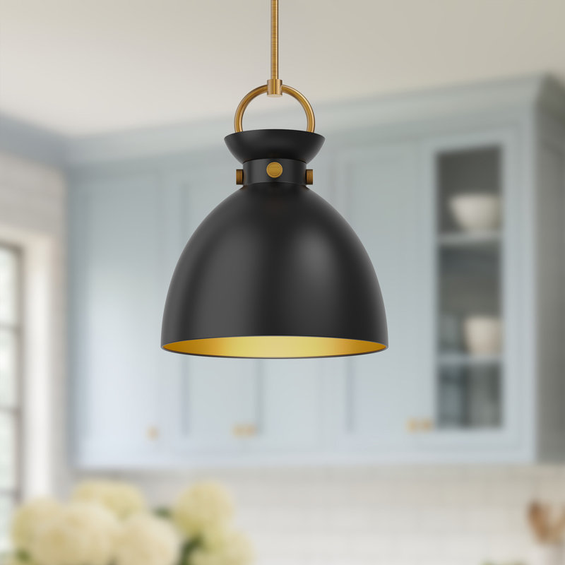 Tinka 1 - Light Single Pendant, Matte Black, 17.13" H x 14" W x 14" D, Aged Gold/Matte Black