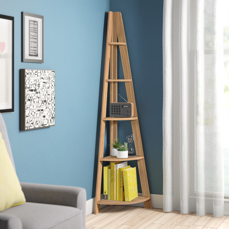 Gardi Corner Bookcase, 175.5" H x 39" W x 39" D, Oak