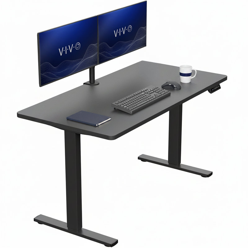 Bureau debout électrique VIVO 55 po x 28 po, Noir, Noir