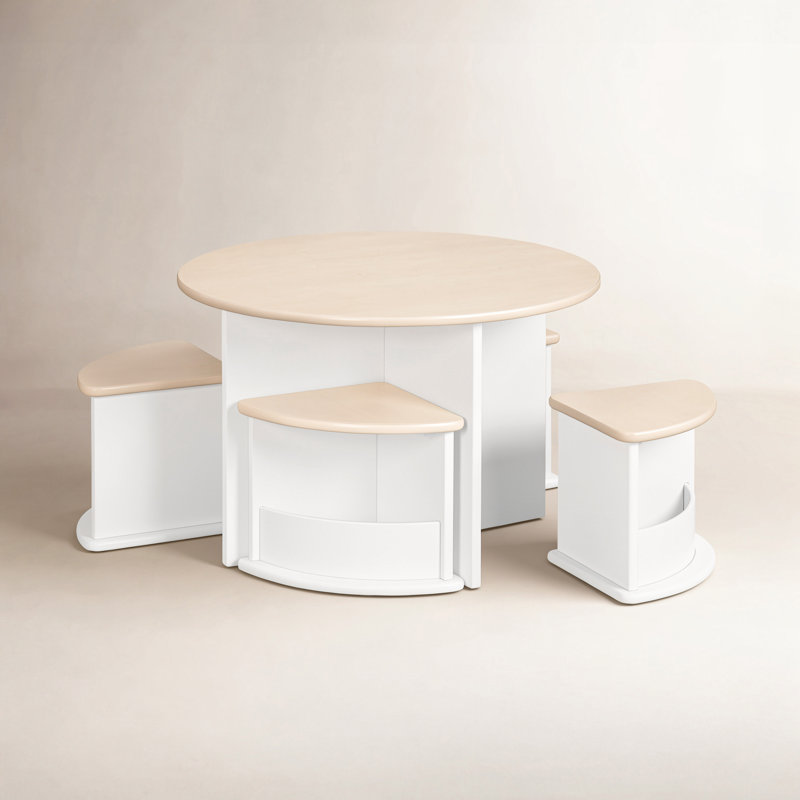 Nessa Nesting Play Table, White and Washed Natural