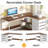 L-Shaped Computer Desk, Multi-Functional Desk with Shelves and Storage Drawers-1843751302