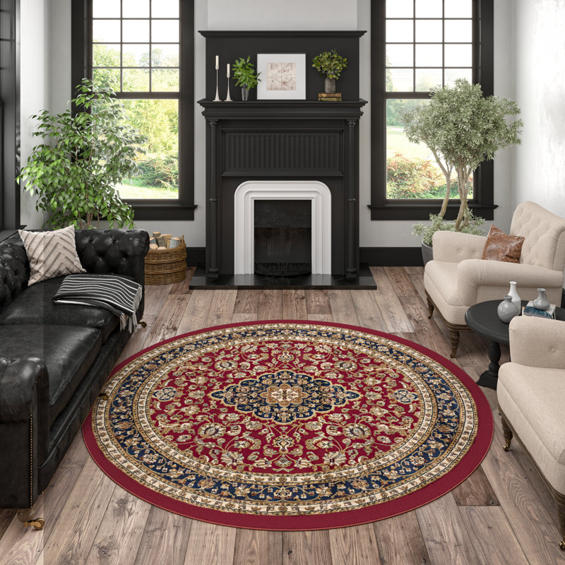 Tapis oriental rouge Clarence, Rond 5 pi 3 po