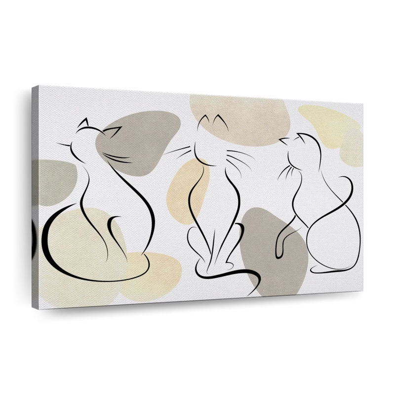 Impression sur toile Minimalist Cats, H 16 po x l 24 po x P 1,25 po
