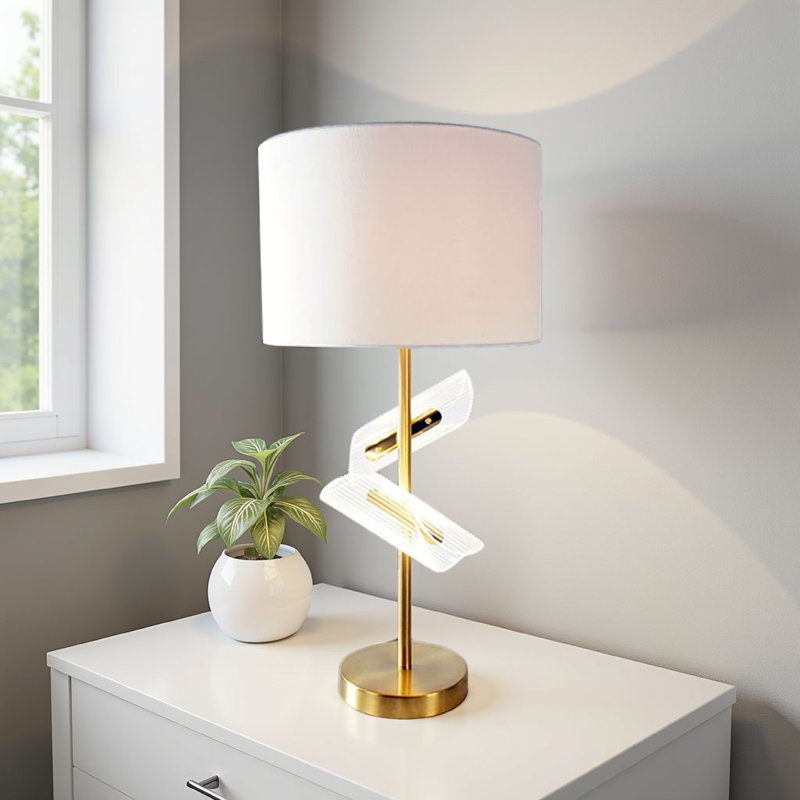 Ensemble de lampes de table 2 pièces Limy, abat-jour blanc, base dorée classique, 20 pouces Limy