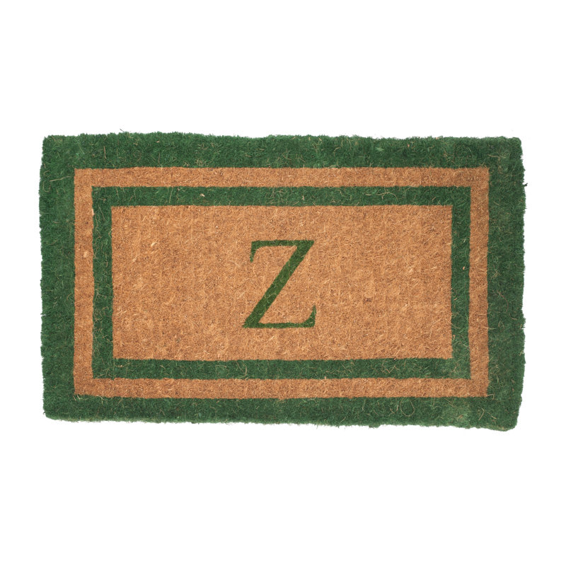 Tapis de porte d’extérieur en fibre de monogramme rectangulaire Stansfield, Rectangle 2 pi x 3 pi 3 po, Z