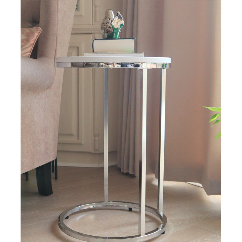 Lafayette C Table End Table, White/Silver