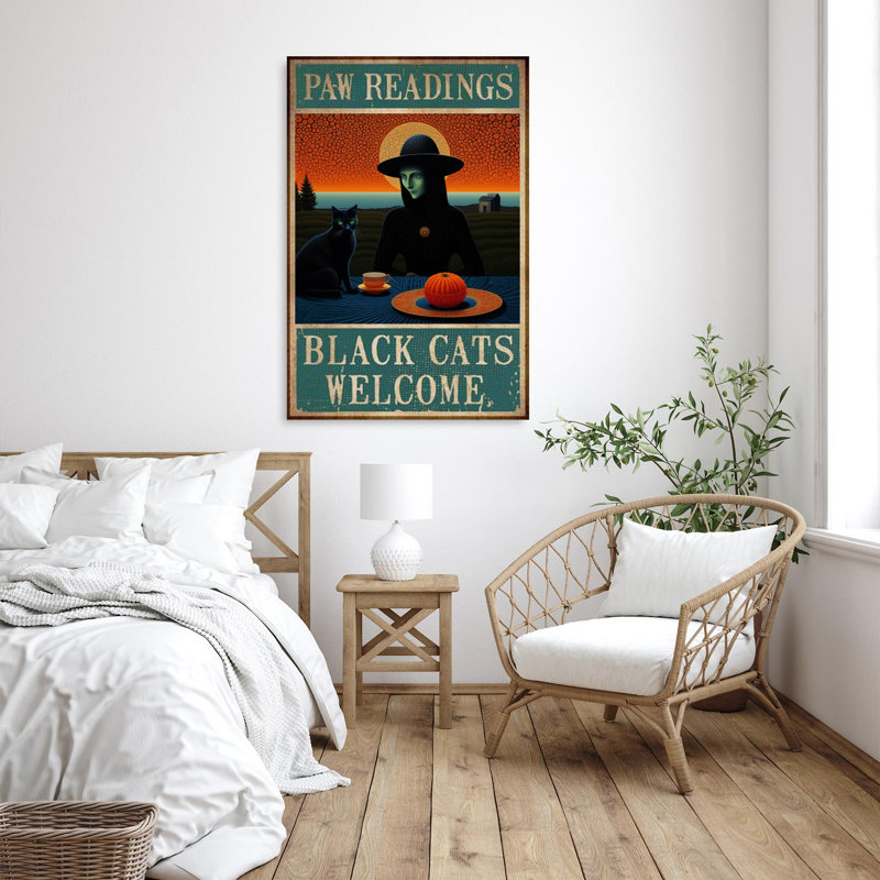 Black Cats Welcome On Canvas Print, H 14 po x l 11 po