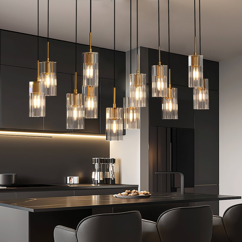 Lustre en cristal avec longueur réglable, Laiton