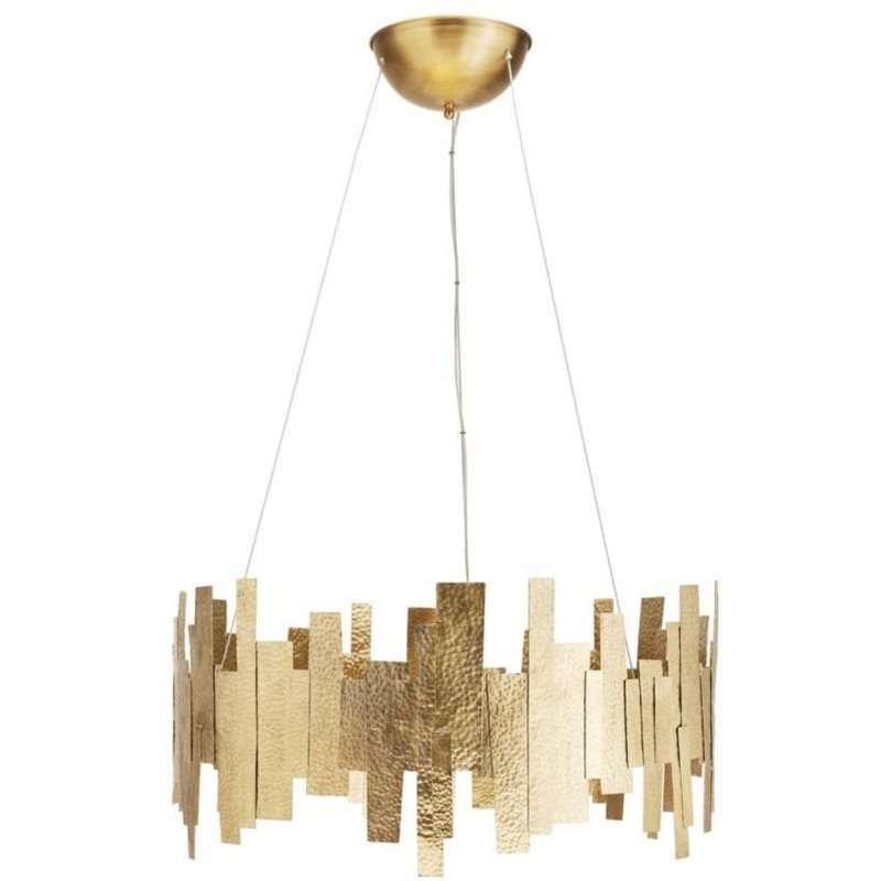 Lustre tambour clair, lampe à suspension, H 42 po x l 54 po x P 54 po, Cuivre brossé