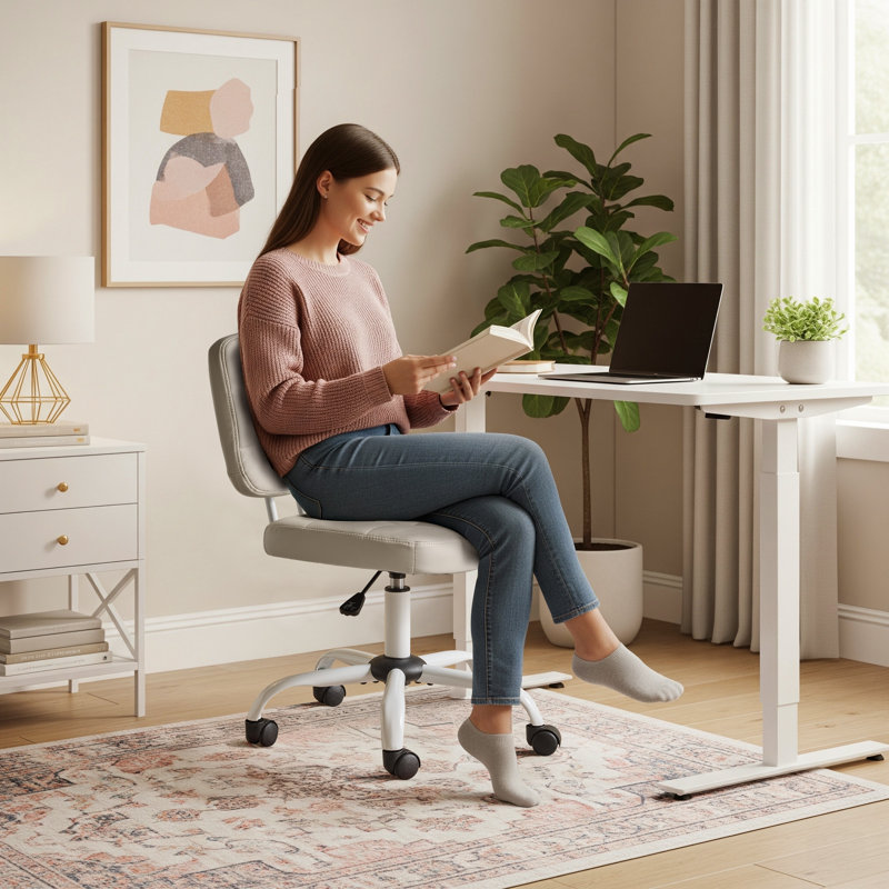 Chaise de bureau 22,1 po, Gris clair, Blanc