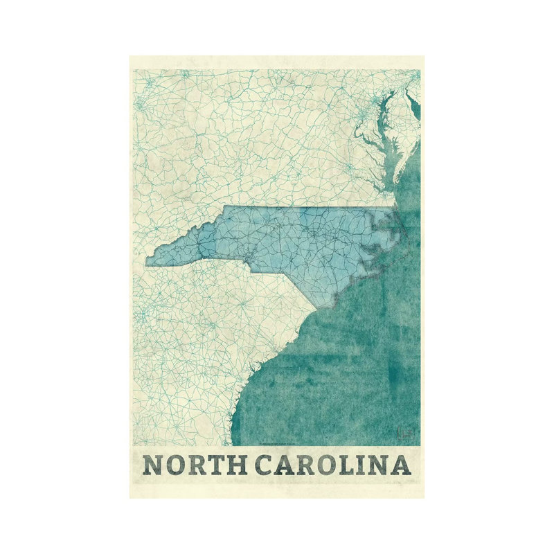 North Carolina Map by Hubert Roguski - Wrapped Canvas Print, 101.6 cm H x 66.04 cm W x 3.175 cm D