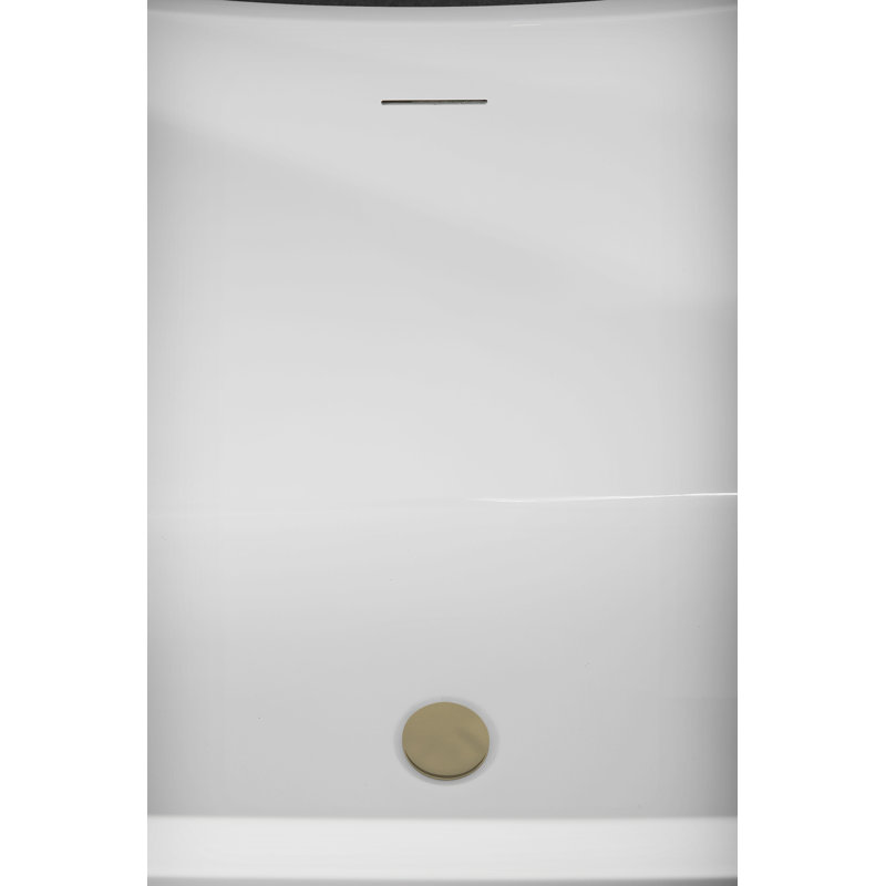 63" Streamline Soaking Freestanding Tub and Tray With Internal Drain, Brushed Brass
