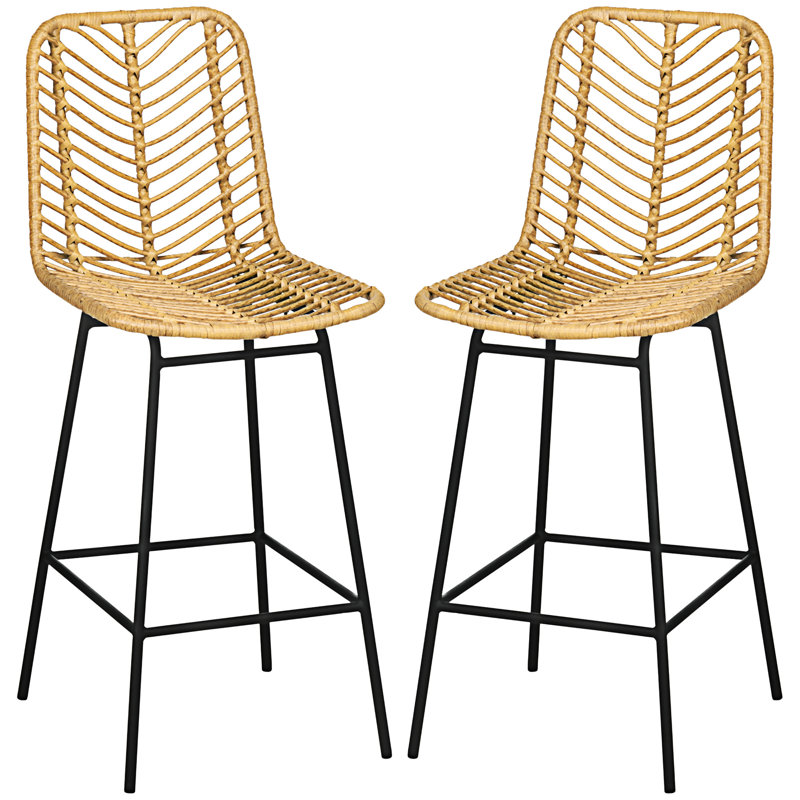 Ensemble de 2 tabourets de bar en rotin