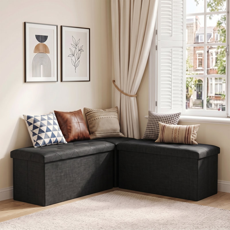 Ensemble de banc de rangement en forme de L (3 pièces), boîte de rangement modulaire moderne pour salon, salle à manger, chambre