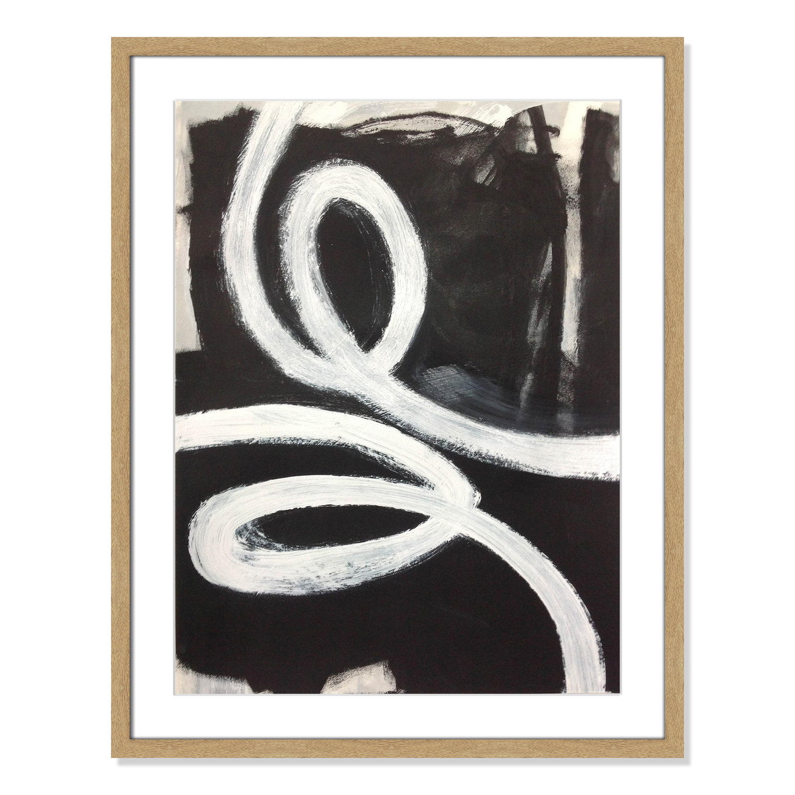 Bronte "Swirly Swirls I" Print, 29.5" H x 23.5" W x 2" D, Natural Woodgrain Box Framed, No