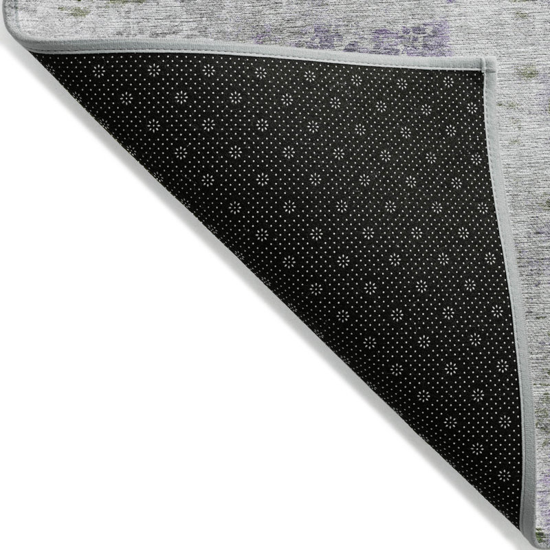 3' X 5' Grey Abstract Washable Indoor Outdoor Area Rug