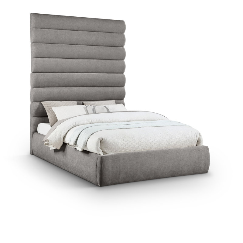 Lit en tissu Adam, Grand lit, Gris, Chenille Fabric