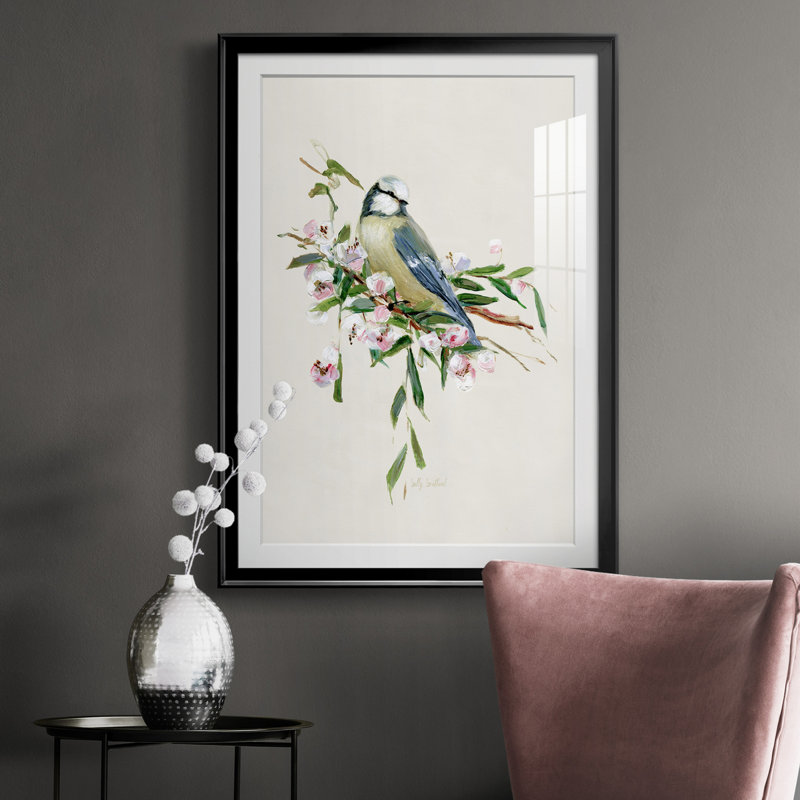 Spring Spring Blue Bird - peinture encadrée, H 26,5 po x l 36,5 po x P 1,5 po, Noir