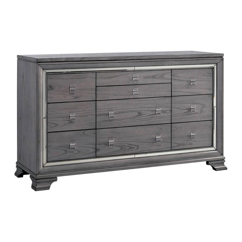 Commode 10 tiroirs l 65,6 po gris clair