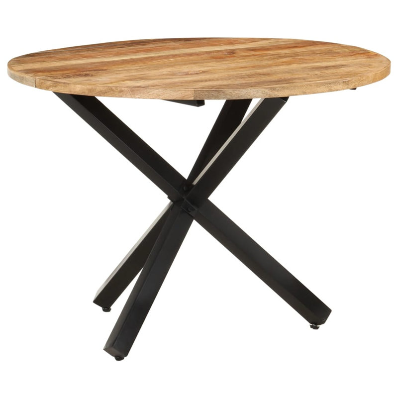 Brimley Round Solid Wood Top Metal Base Dining Table