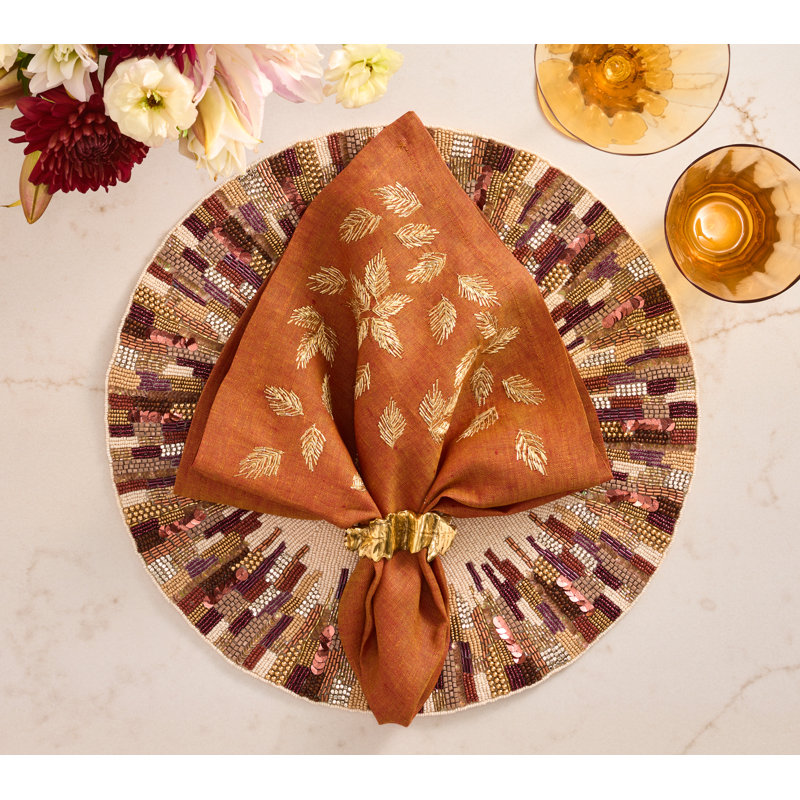 Gilded Breeze Napkin, Olive/Gold