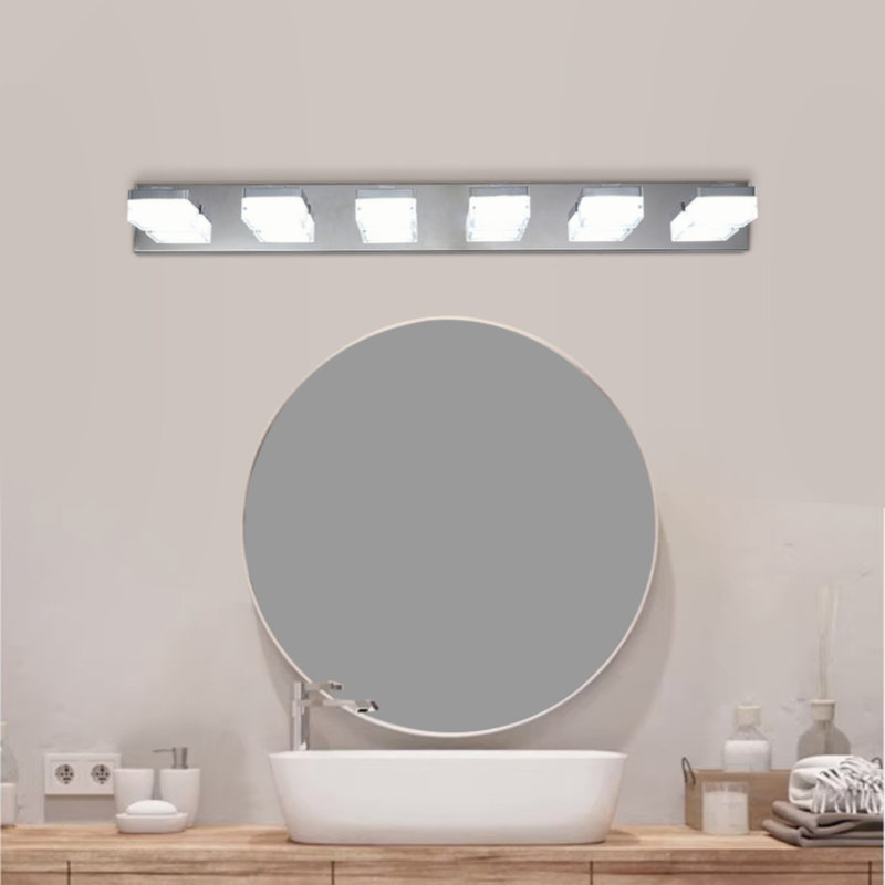 Luminaire de miroir de meuble-lavabo moderne à 6 lumières DEL pour salles de bain et tables de maquillage, Argent